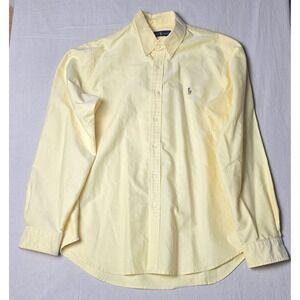 Vintage Ralph‎ Lauren Blake Yellow Button-Down Dress Shirt Cotton XL Long Sleeve